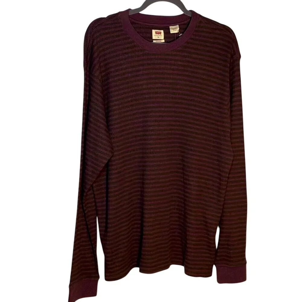 NWT Levi's Thermal Top‎ Long Sleeve Crewneck Pullover Stripes Mens XL